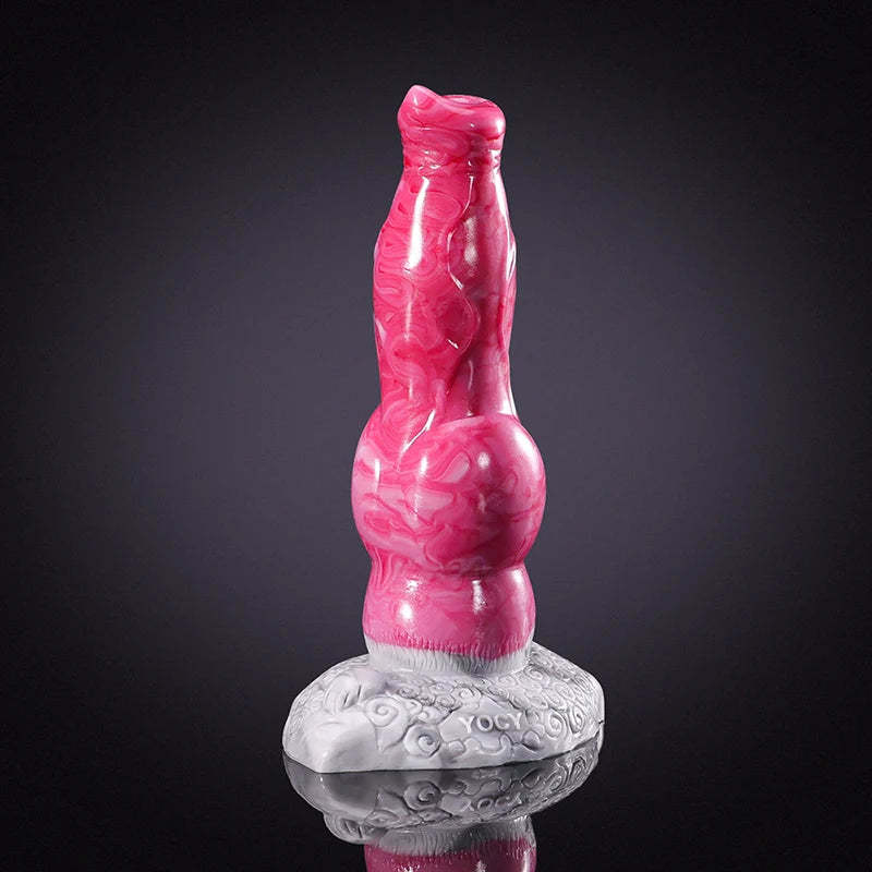 Pink Silicone Dog Dildo 8.27 Inch