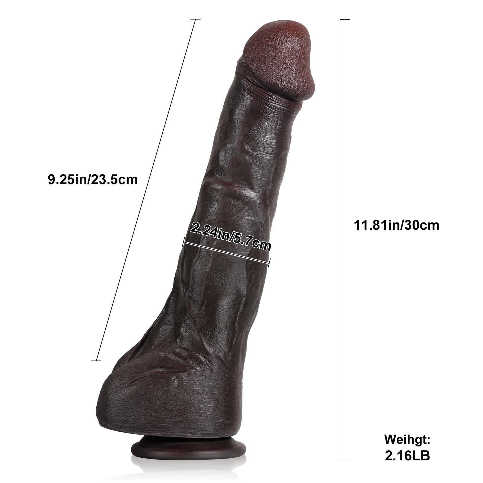 Realistic Big Black Dick Dildo with keel 11.81"