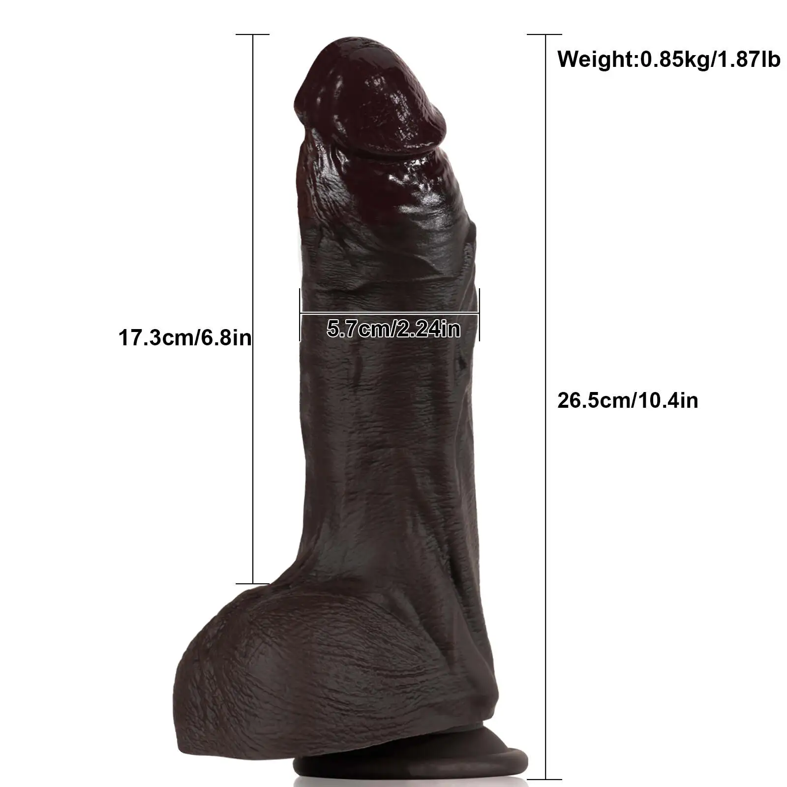 Realistic Thick Black Silicone Big Dildo 10.4 Inch