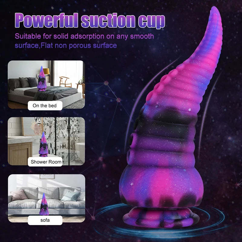 Starry Purple Silicone Octopus Tentacle Dildo 8.58 Inch