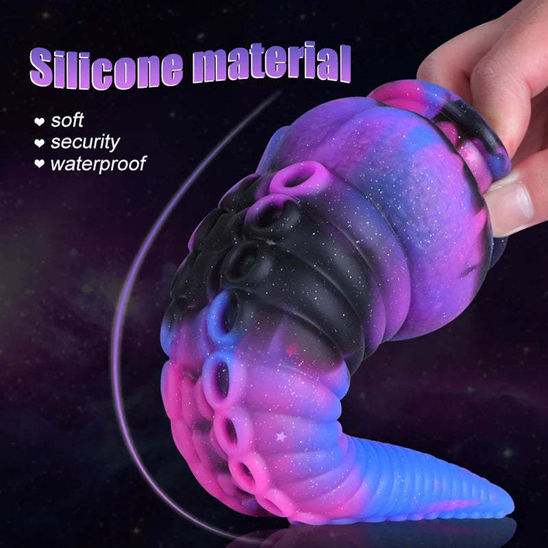 Starry Purple Silicone Octopus Tentacle Dildo 8.58 Inch