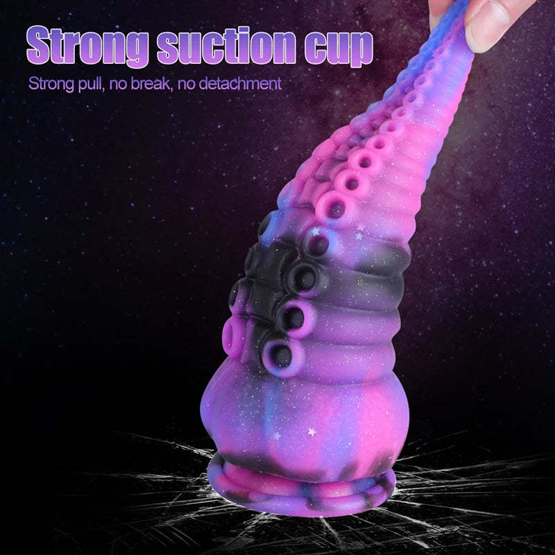 Starry Purple Silicone Octopus Tentacle Dildo 8.58 Inch