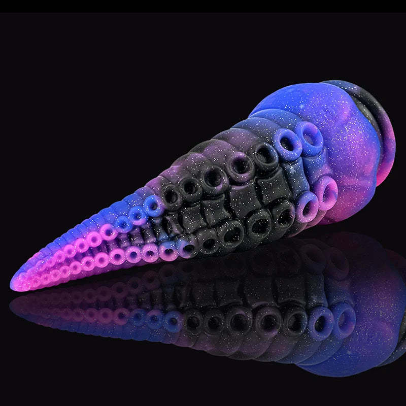 Starry Purple Silicone Octopus Tentacle Dildo 8.58 Inch