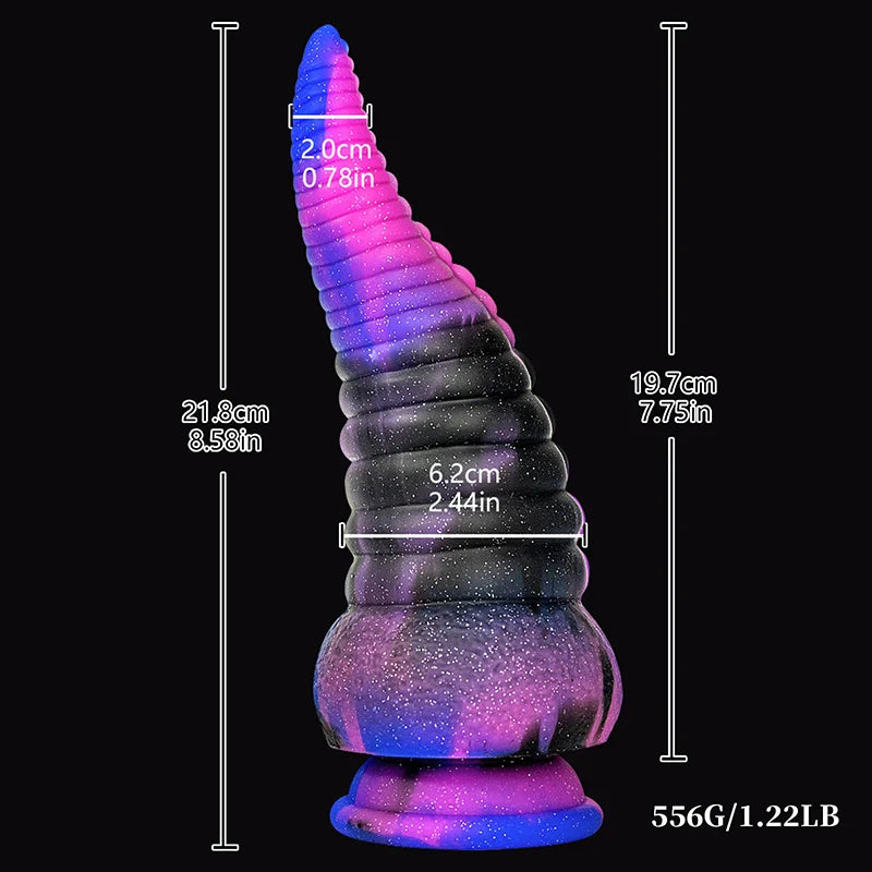 Starry Purple Silicone Octopus Tentacle Dildo 8.58 Inch