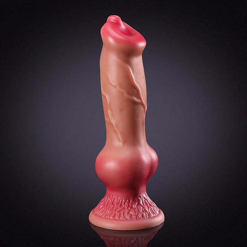 Tan Silicone Big Knot Dog Dildo 10.62 Inch