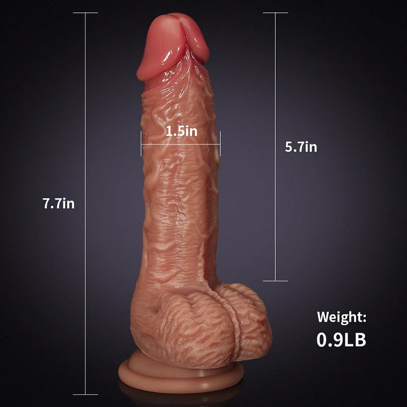 Telescopic Heating Silicone Vibrating Dildo 7.7 Inch