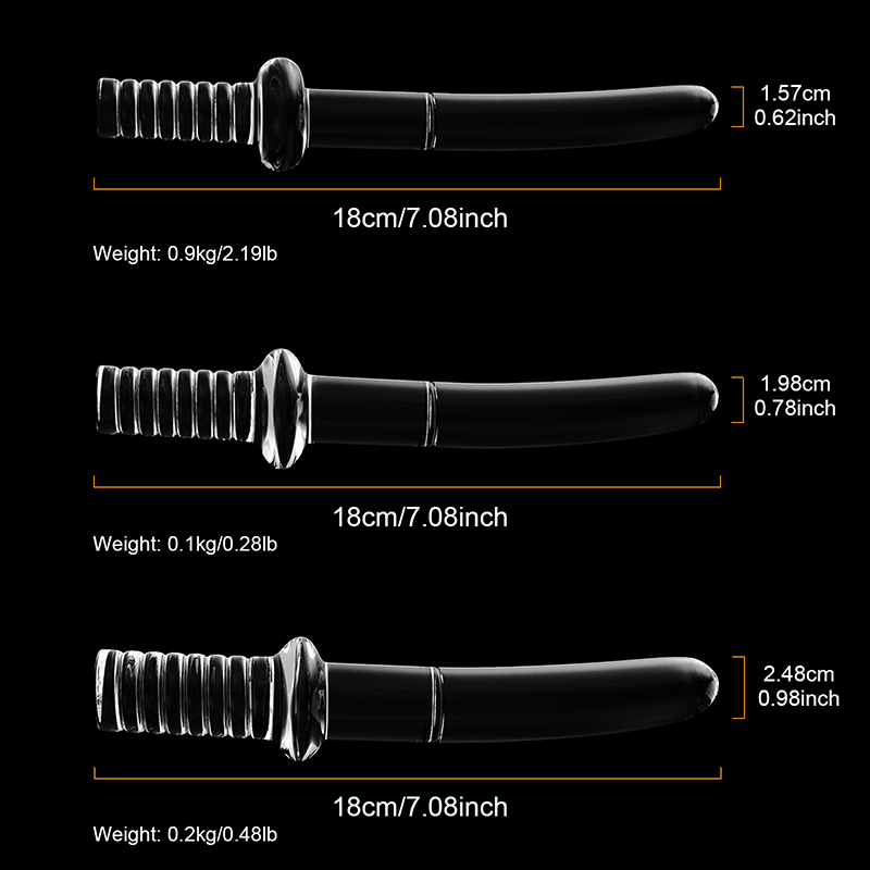 3Pcs Set Clear Handle Glass Dildo