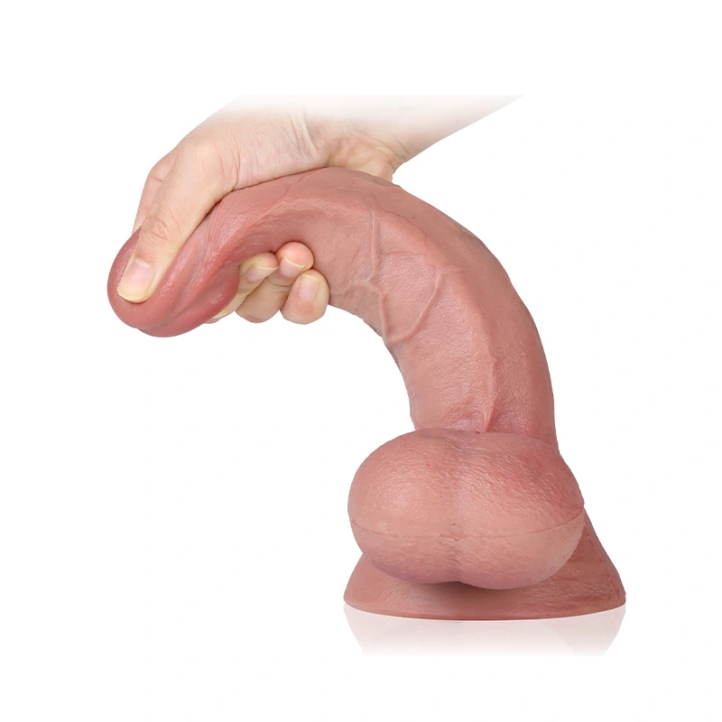 Ultra Realistic Double Layer Silicone Dildo with Big Balls 9 Inch