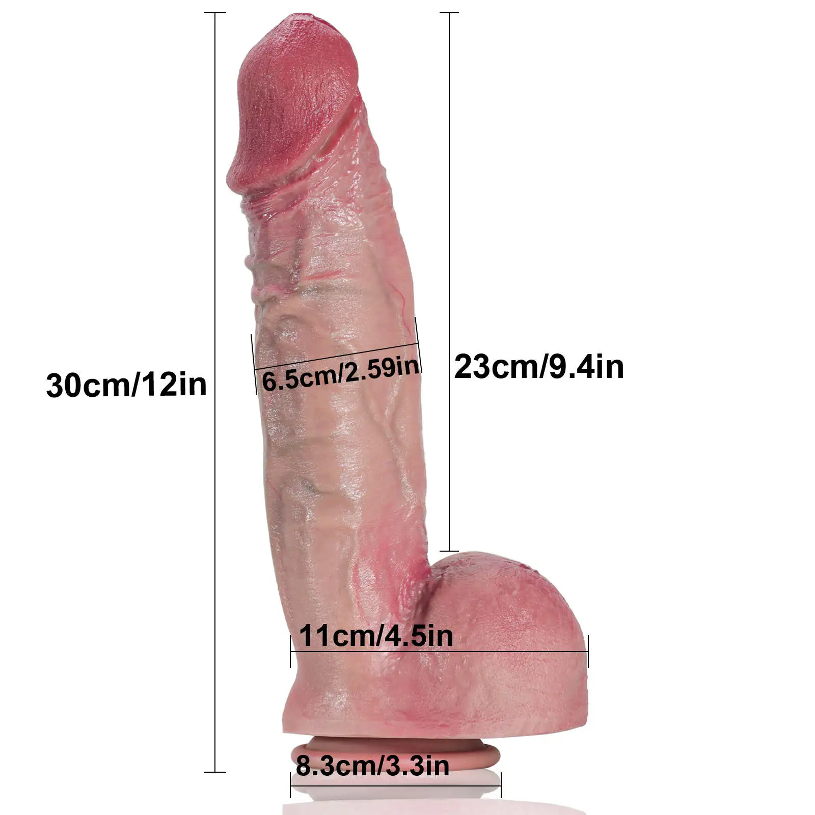 Ultra Realistic Silicone Huge Dildo with Flexible Keel 12Inch