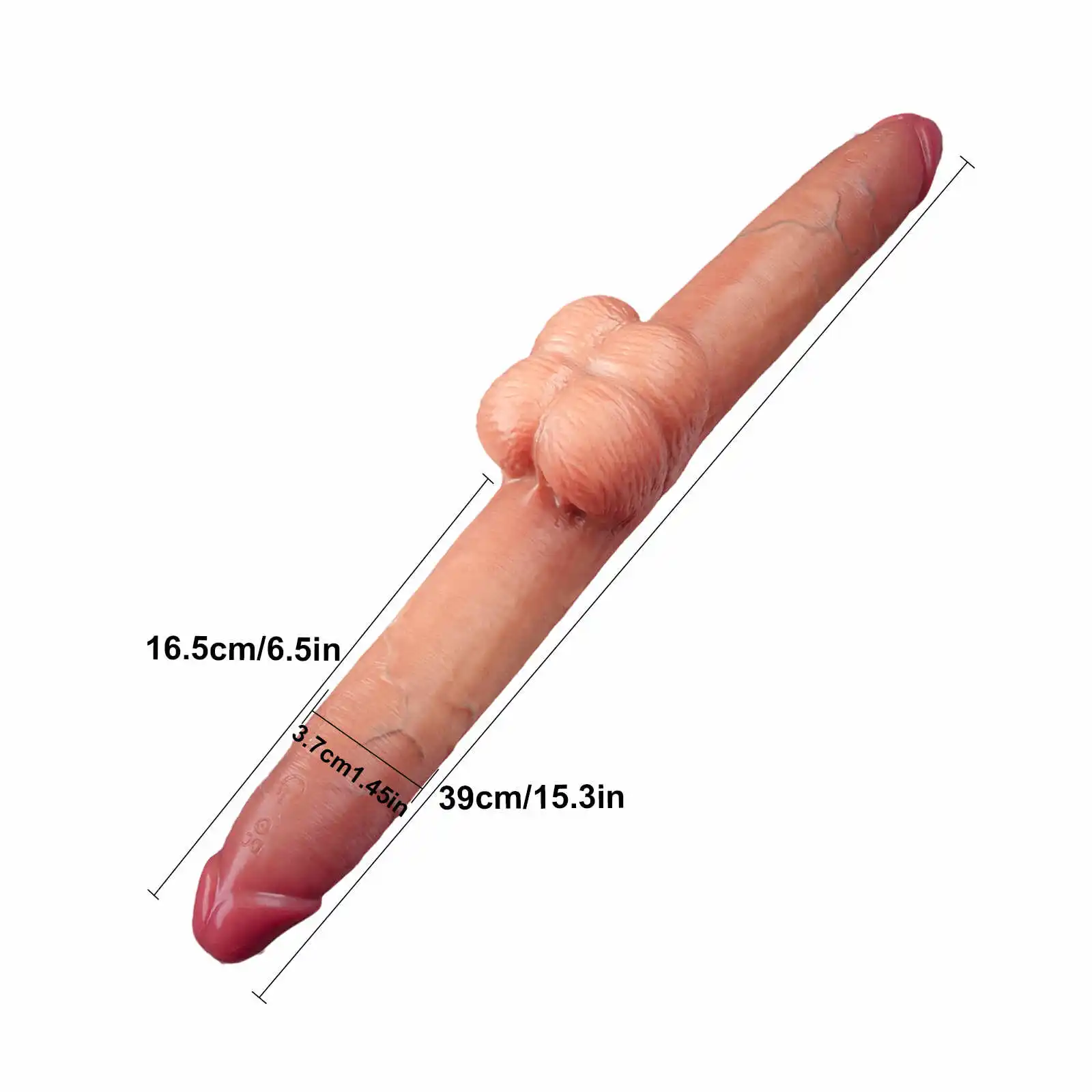 Realistic Soft Double End Dildo With Balls 10 Vibration 18.9 Inch-S/M/L Size