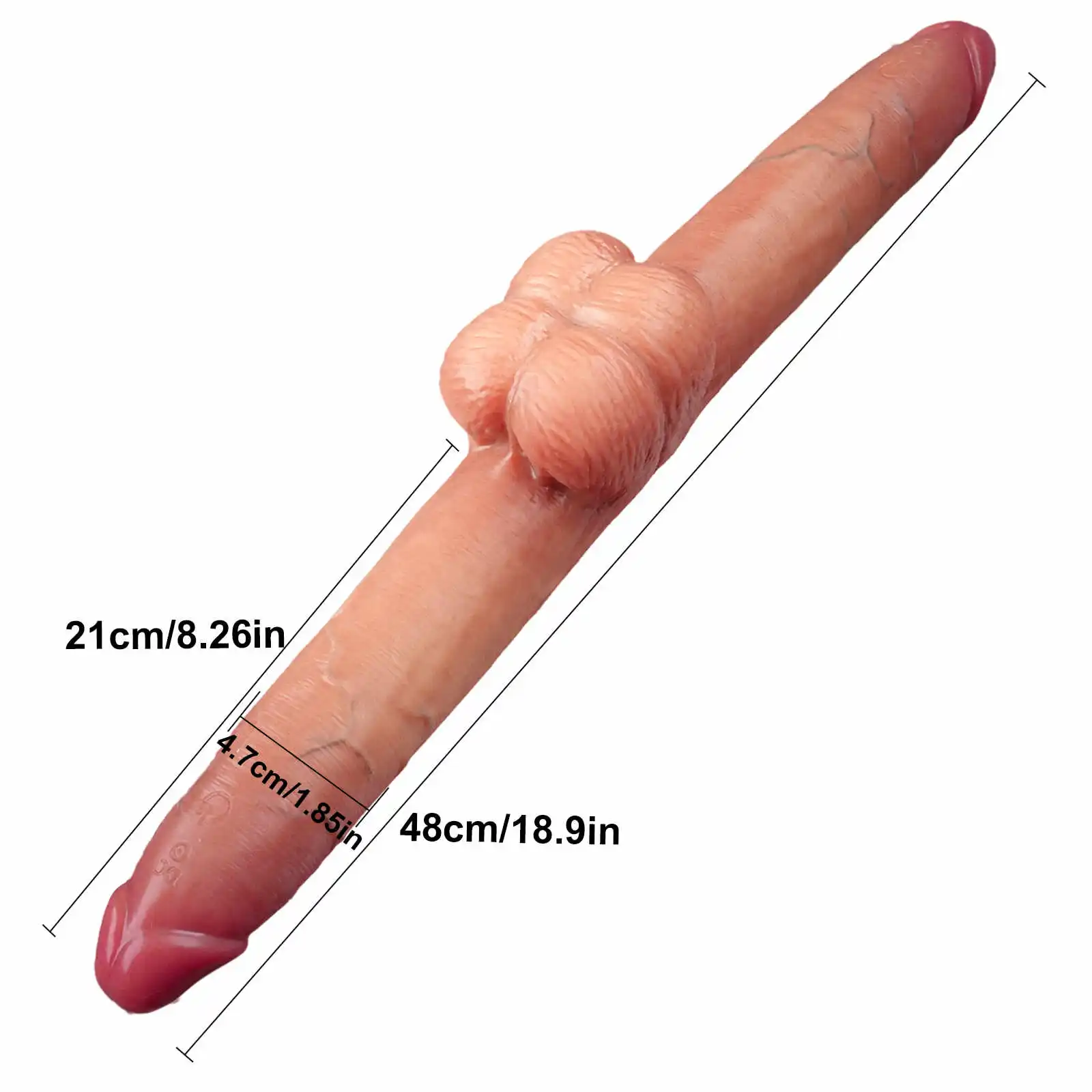 Realistic Soft Double End Dildo With Balls 10 Vibration 18.9 Inch-S/M/L Size