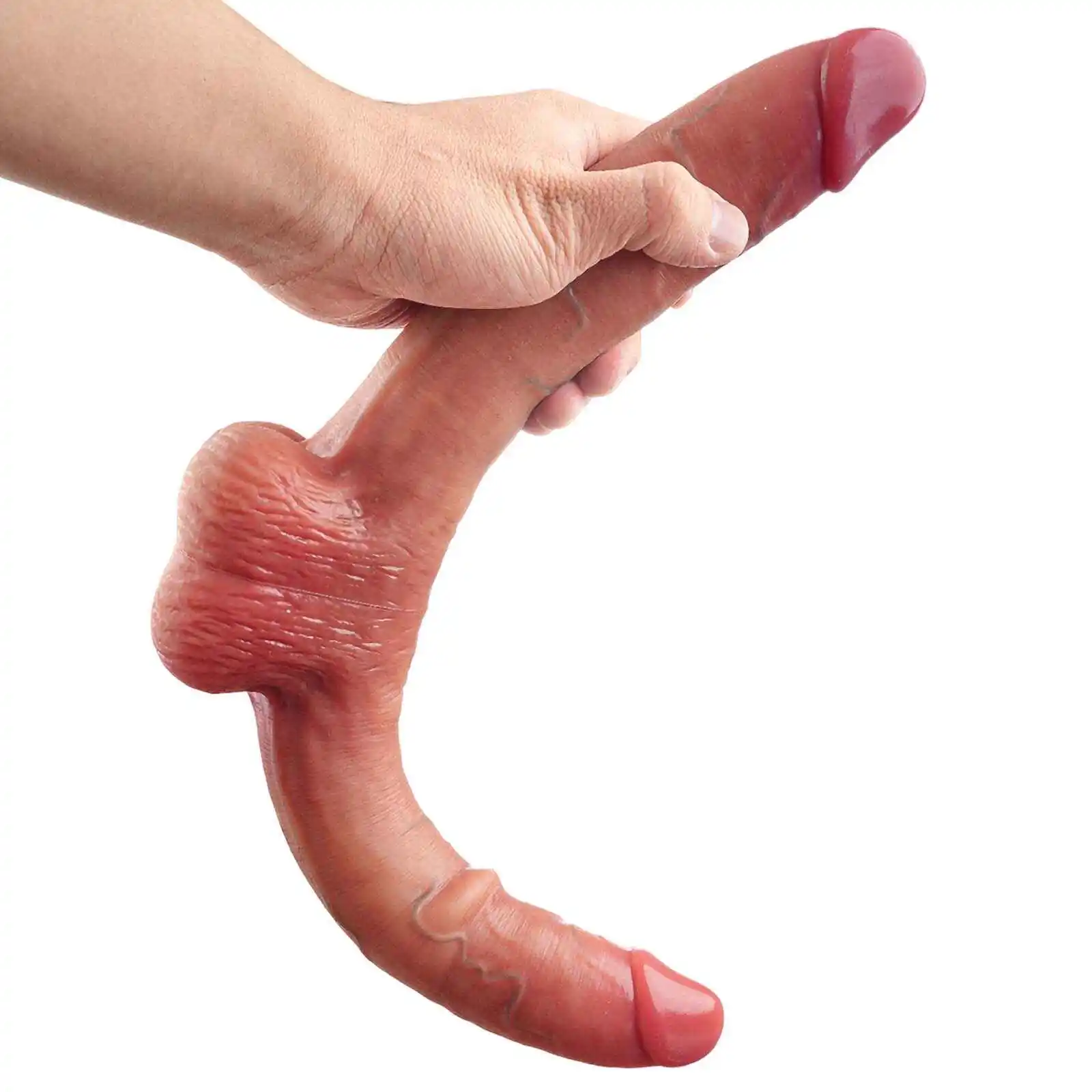 Realistic Soft Double End Dildo With Balls 10 Vibration 18.9 Inch-S/M/L Size