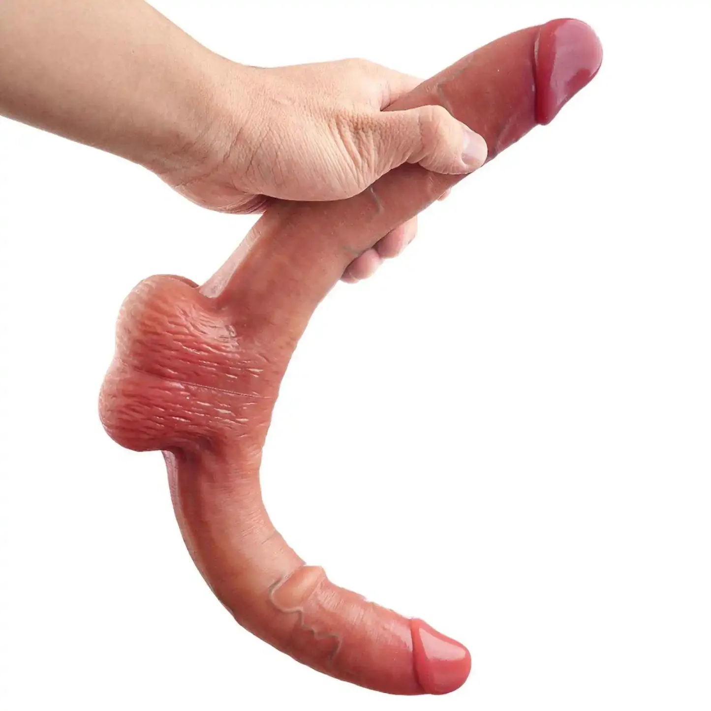 Realistic Soft Double End Dildo With Balls 10 Vibration 18.9 Inch-S/M/L Size