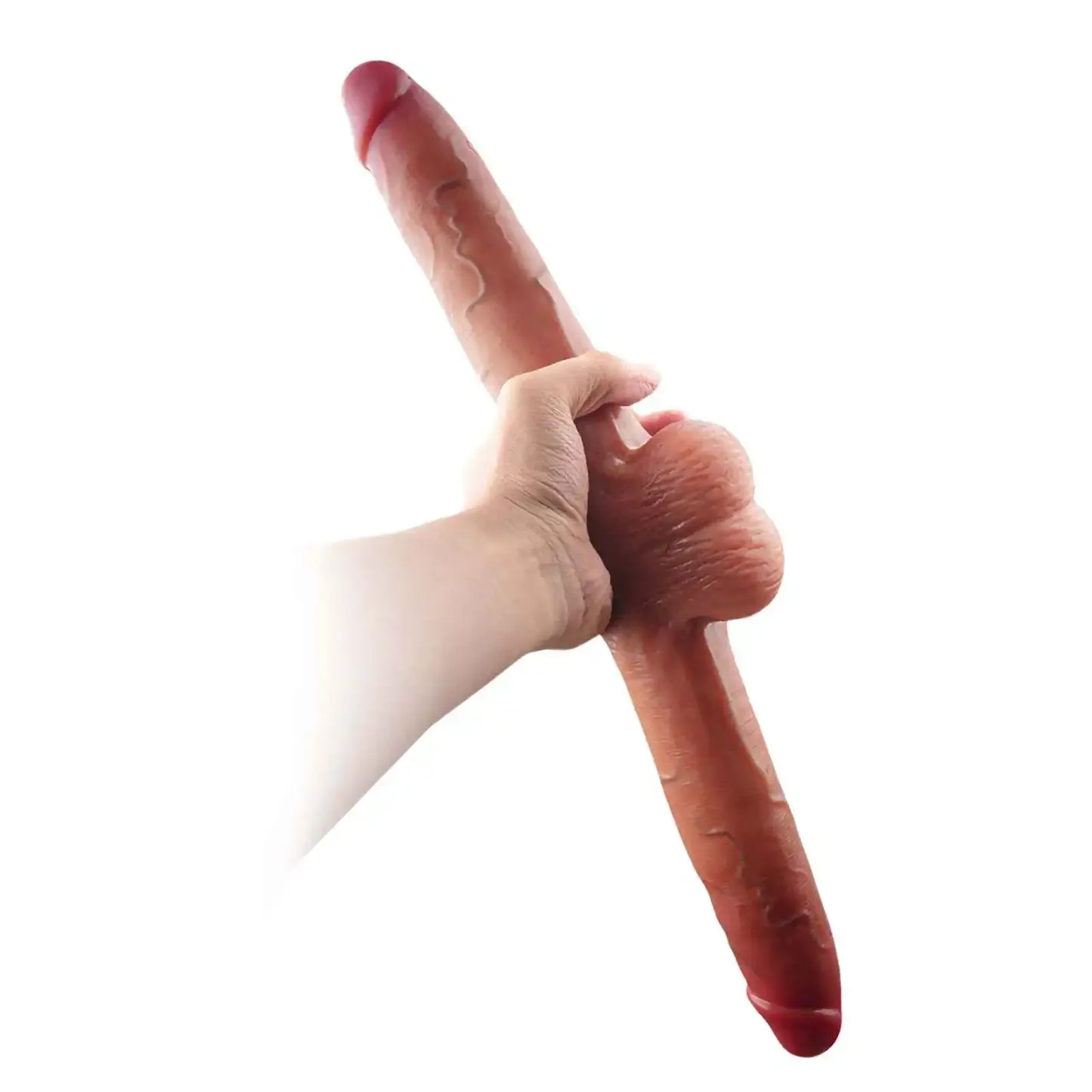 Realistic Soft Double End Dildo With Balls 10 Vibration 18.9 Inch-S/M/L Size