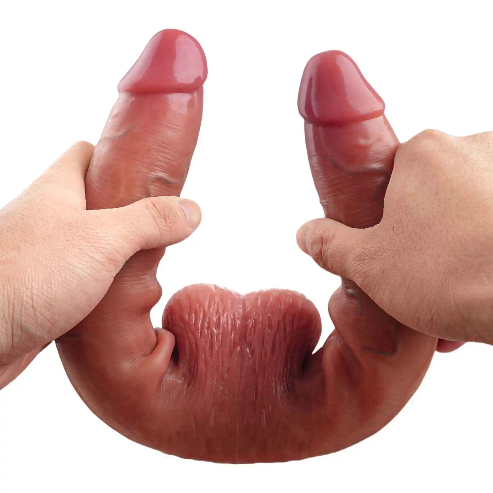 Realistic Soft Double End Dildo With Balls 10 Vibration 18.9 Inch-S/M/L Size