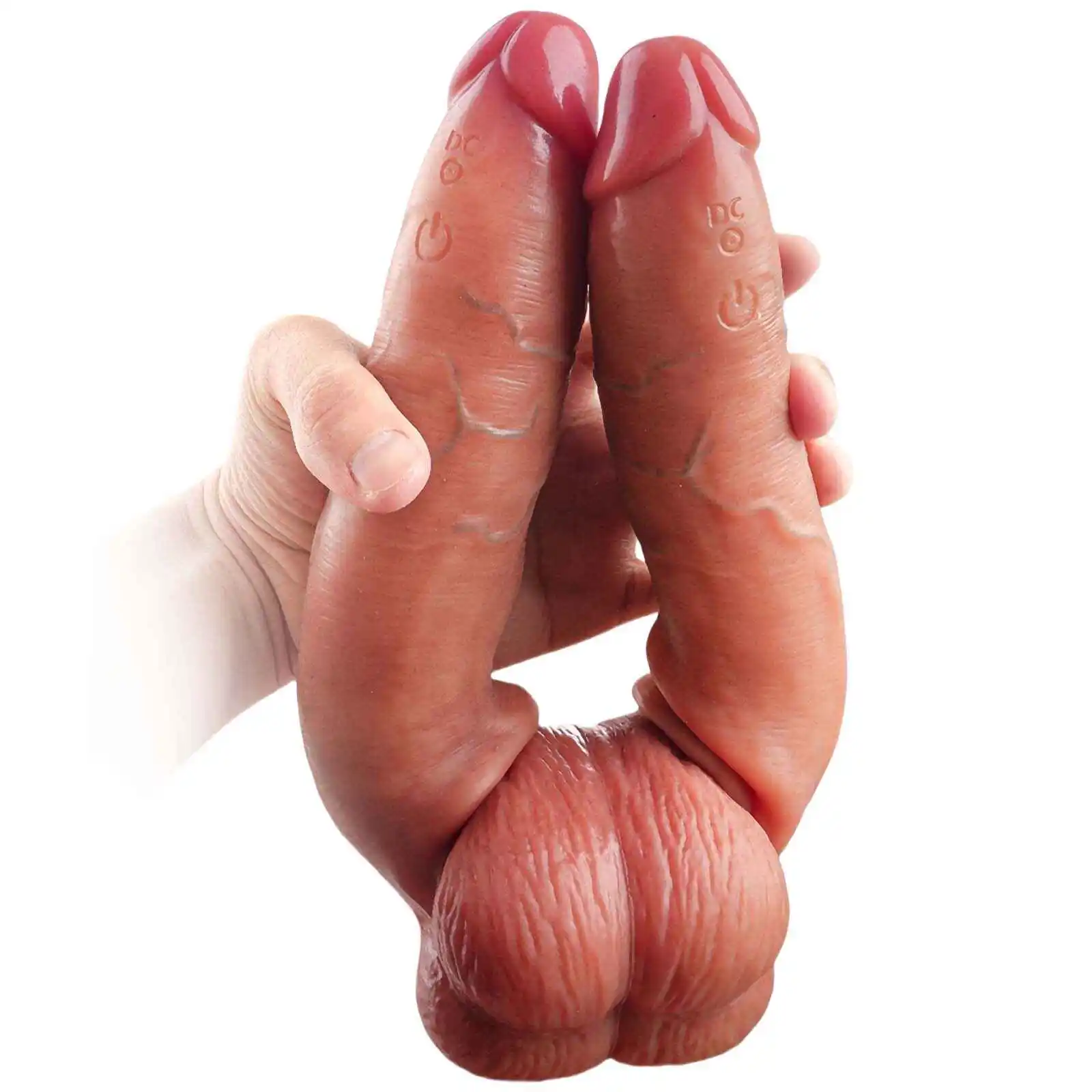 Realistic Soft Double End Dildo With Balls 10 Vibration 18.9 Inch-S/M/L Size