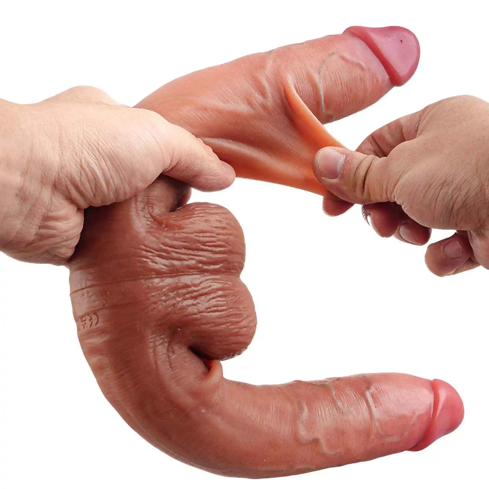 Realistic Soft Double End Dildo With Balls 10 Vibration 18.9 Inch-S/M/L Size