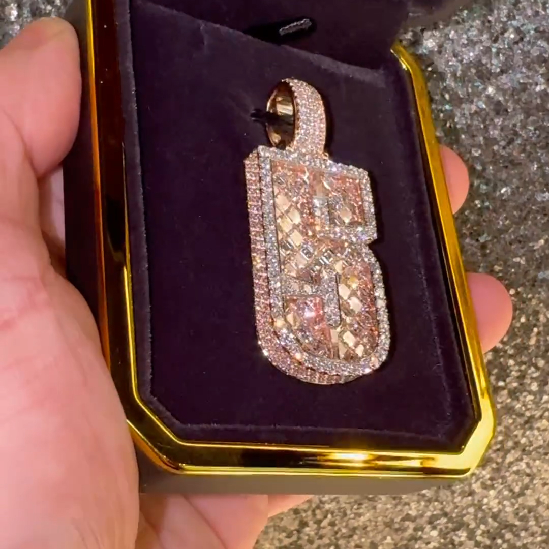 Moissanite Sparkle Number "5" Full Diamond Pendant 