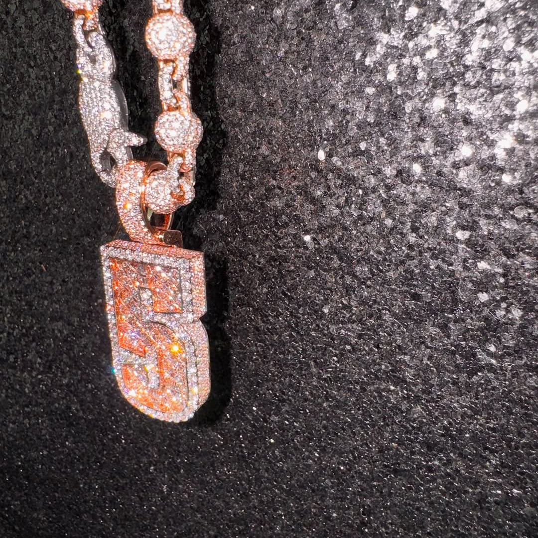 Moissanite Sparkle Number "5" Full Diamond Pendant 