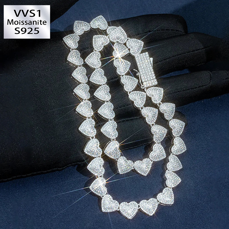 Custom 12mm Mossianite Heart Chain