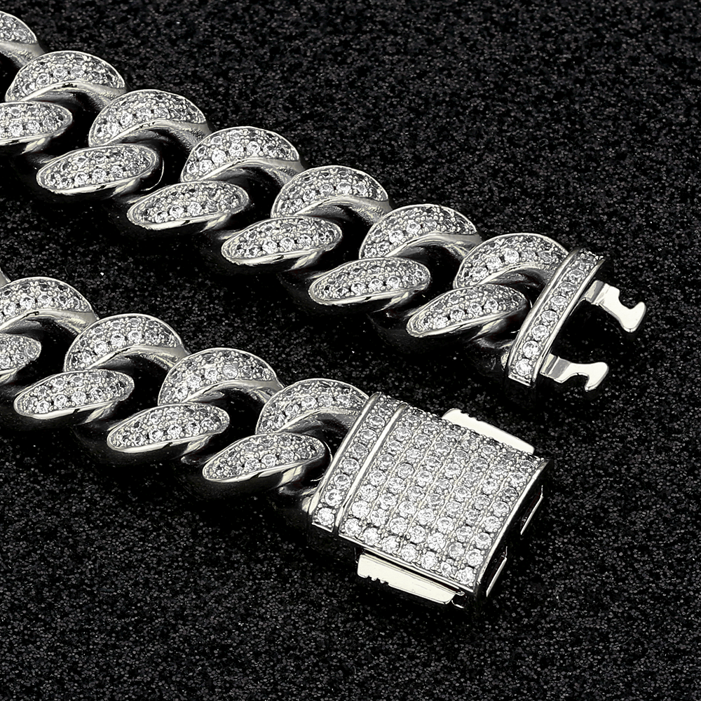 5mm Moissanite Tennis and 12mm Cuban Link Bracelet Set for Men's