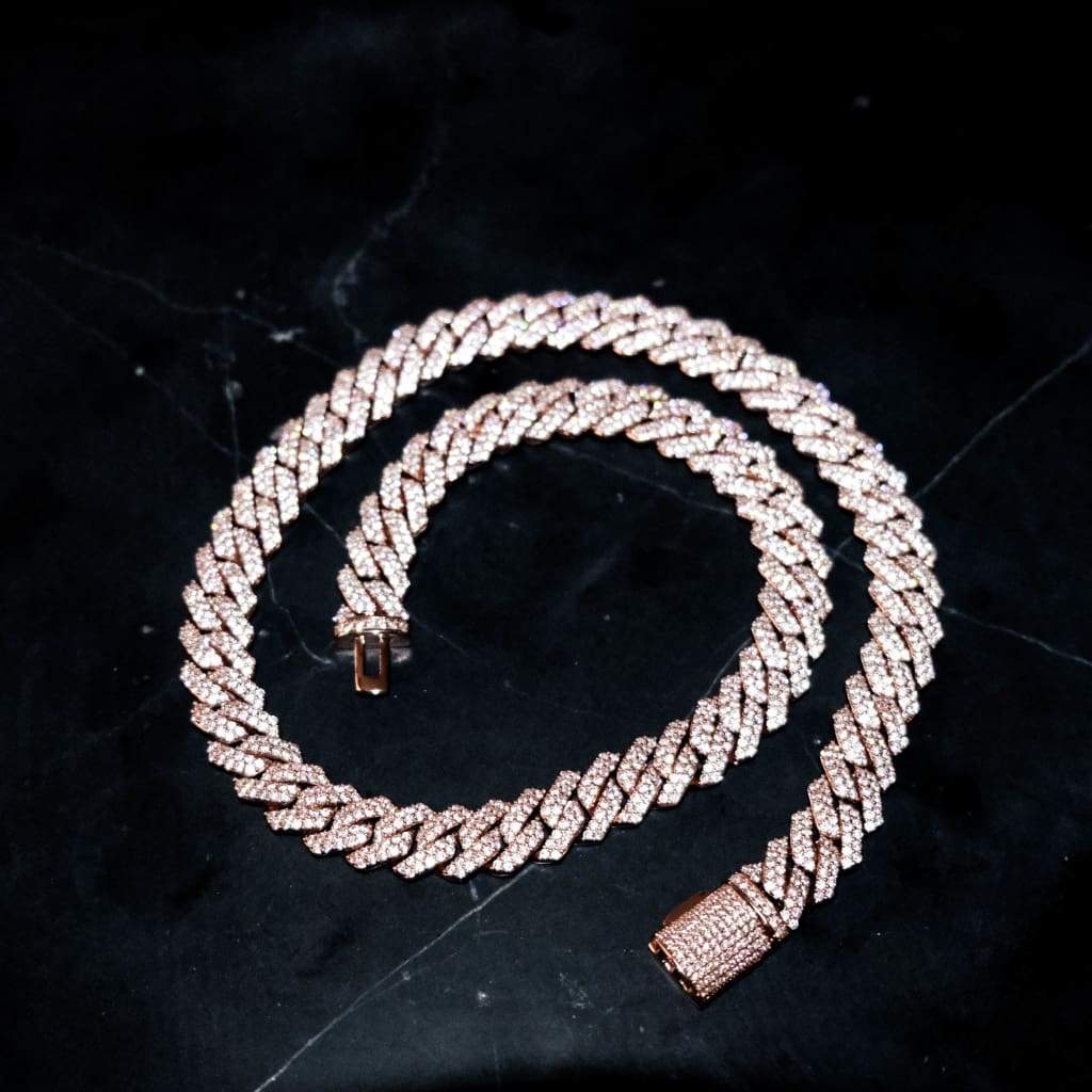12mm Miami Moissanite Diamond Cuban Chain- Rose Gold