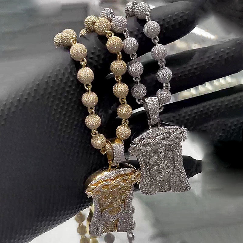 Moissanite Classic Jesus Pendant Diamond Ball Chain Set
