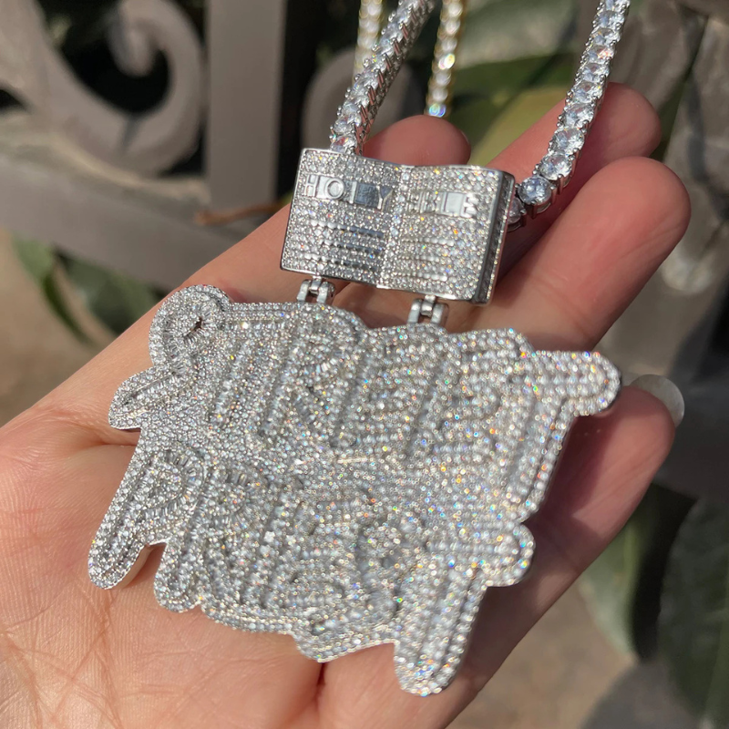 Moissanite Hip Hop "STREET PRIEST" Letter Pendant