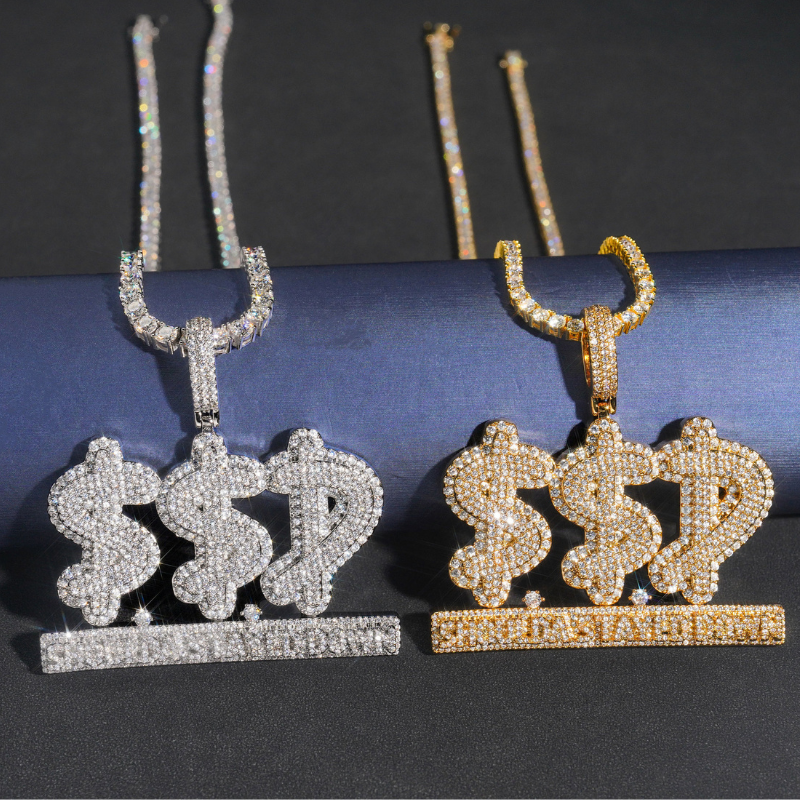Moissanite Hip Hop Dollar Sign "SSD" Letter Pendant