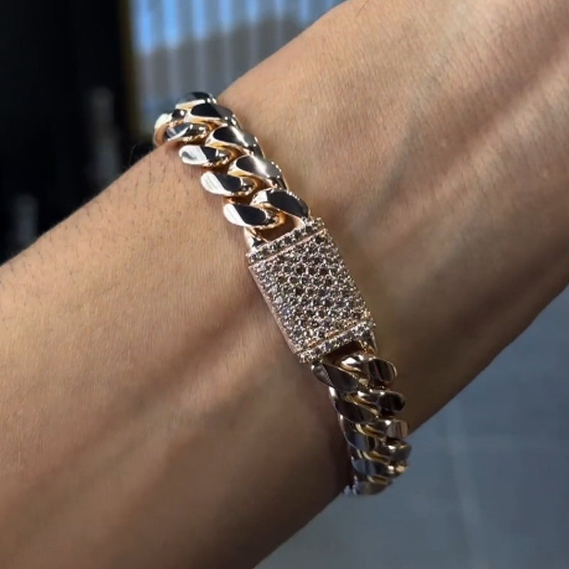 12mm Moissanite Miami Cuban 14K Bracelet
