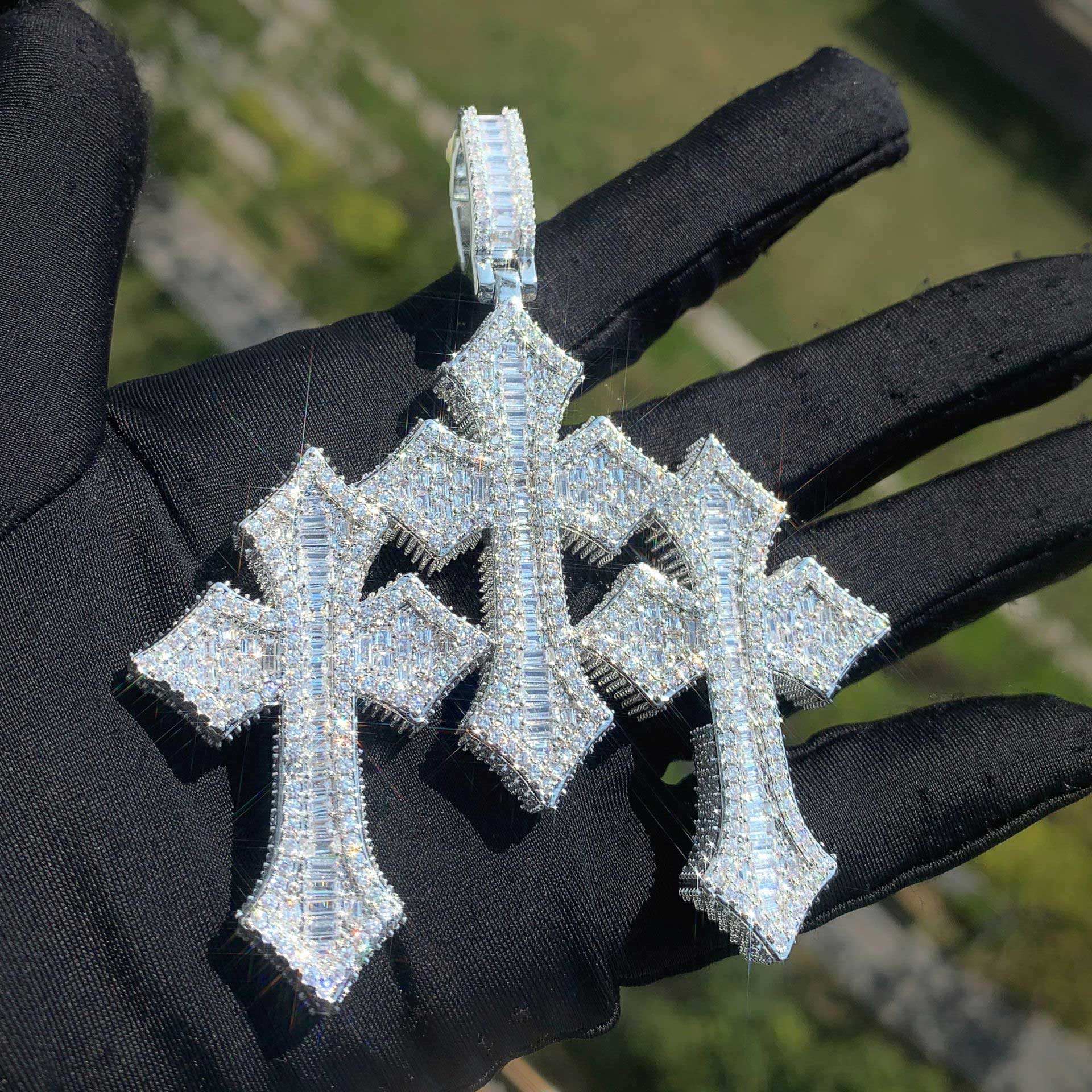 Iced Out Moissanite Rapper HipHop Jesus Cross Pendant 