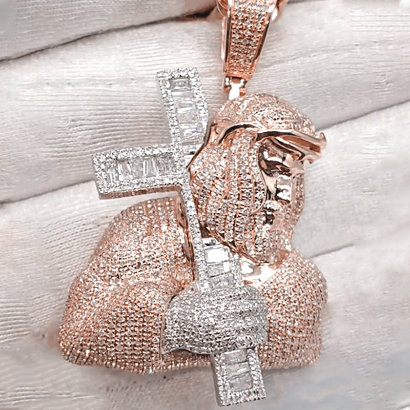 Custom Ice Out Jesus Cross Pendant 5mm Tennis Chain