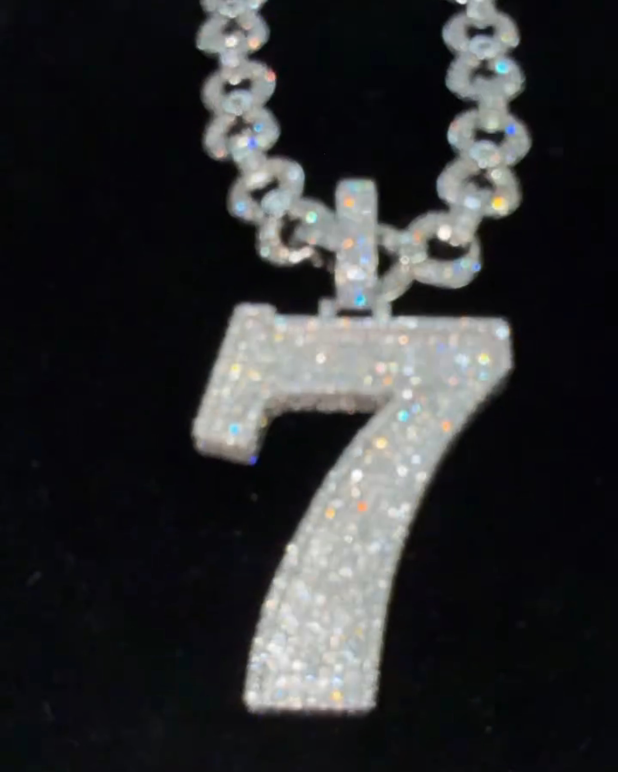 Iced Number ''7'' Diamond Pendant