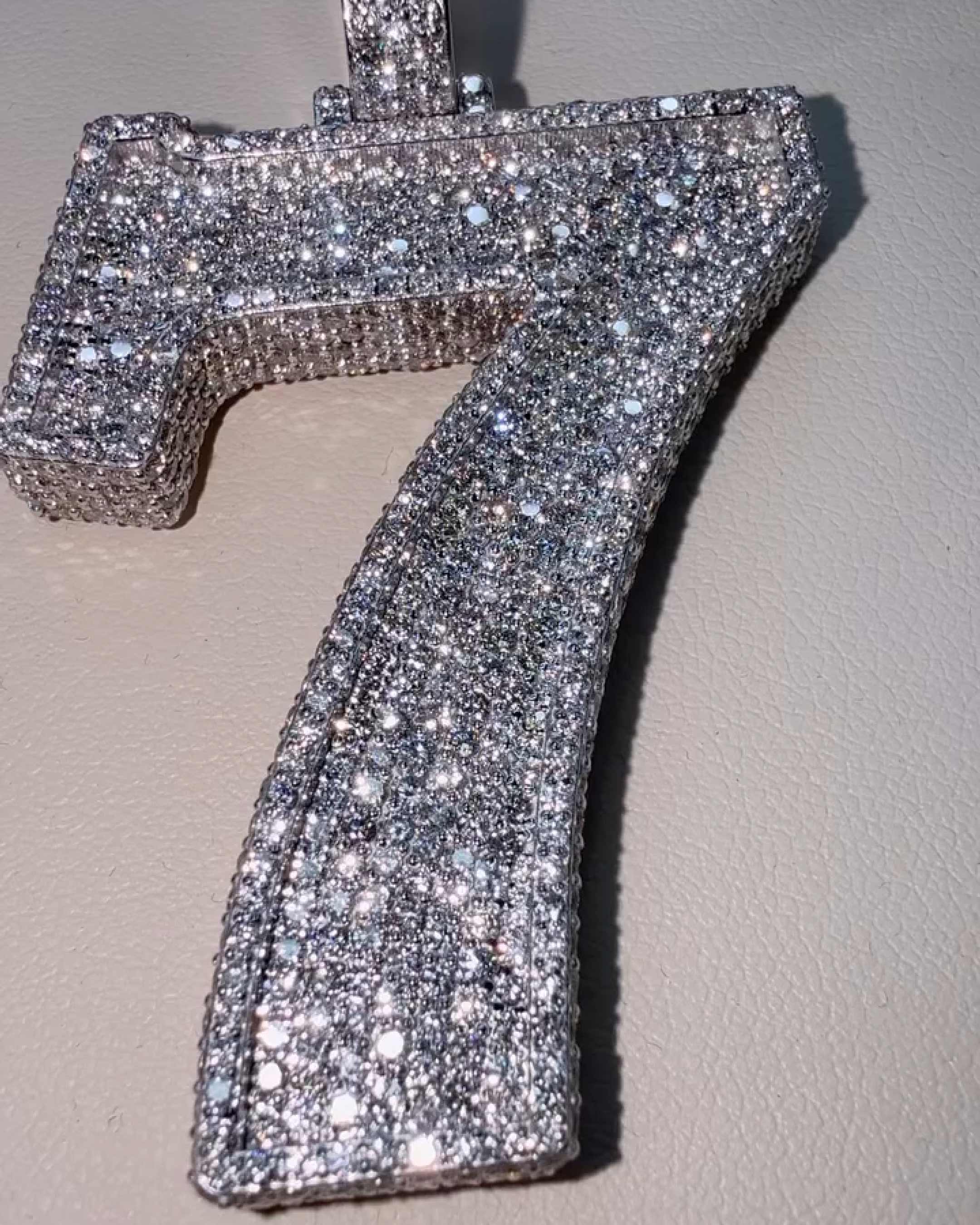 Iced Number ''7'' Diamond Pendant