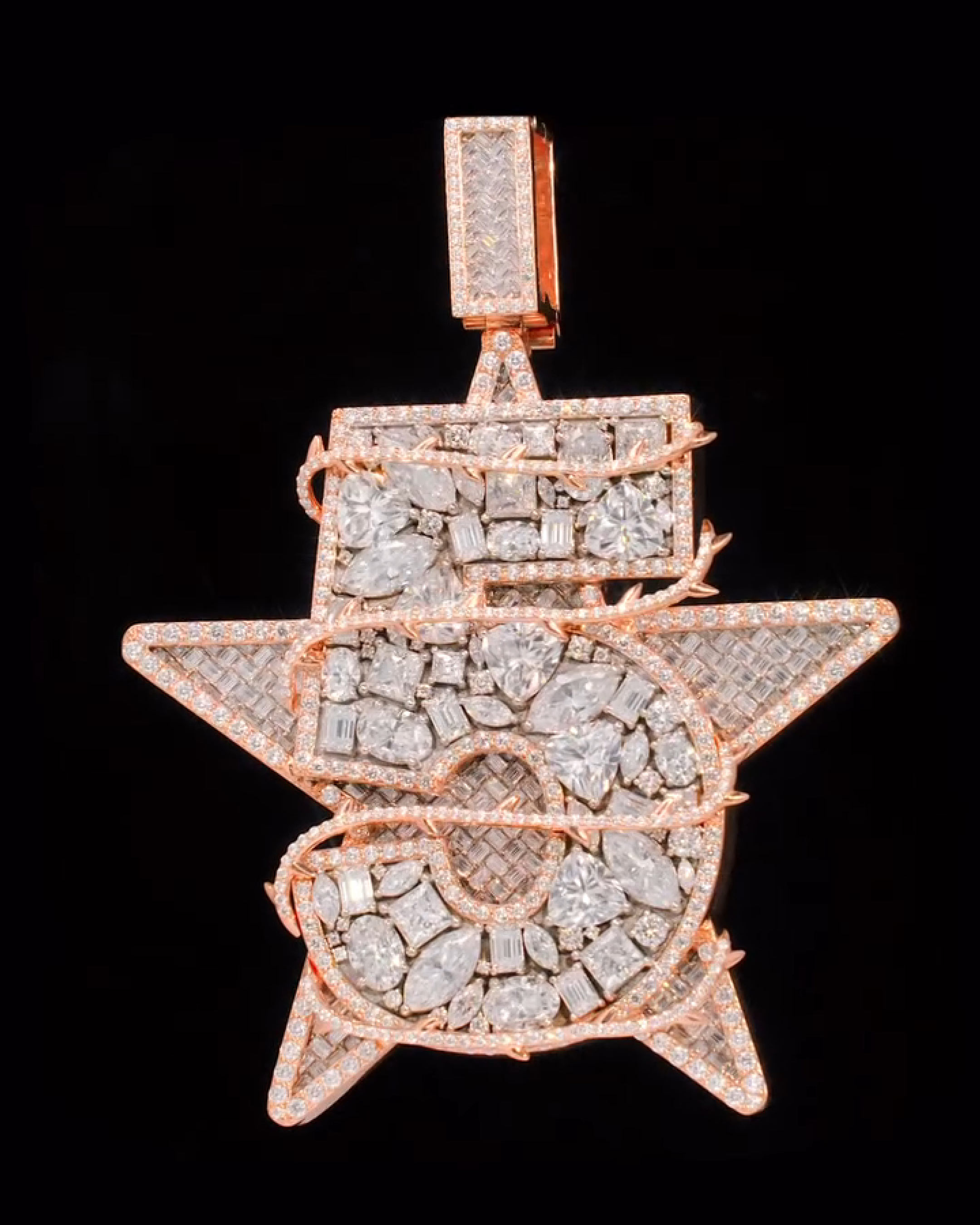 Iced Number ''5'' Star Diamond Pendant