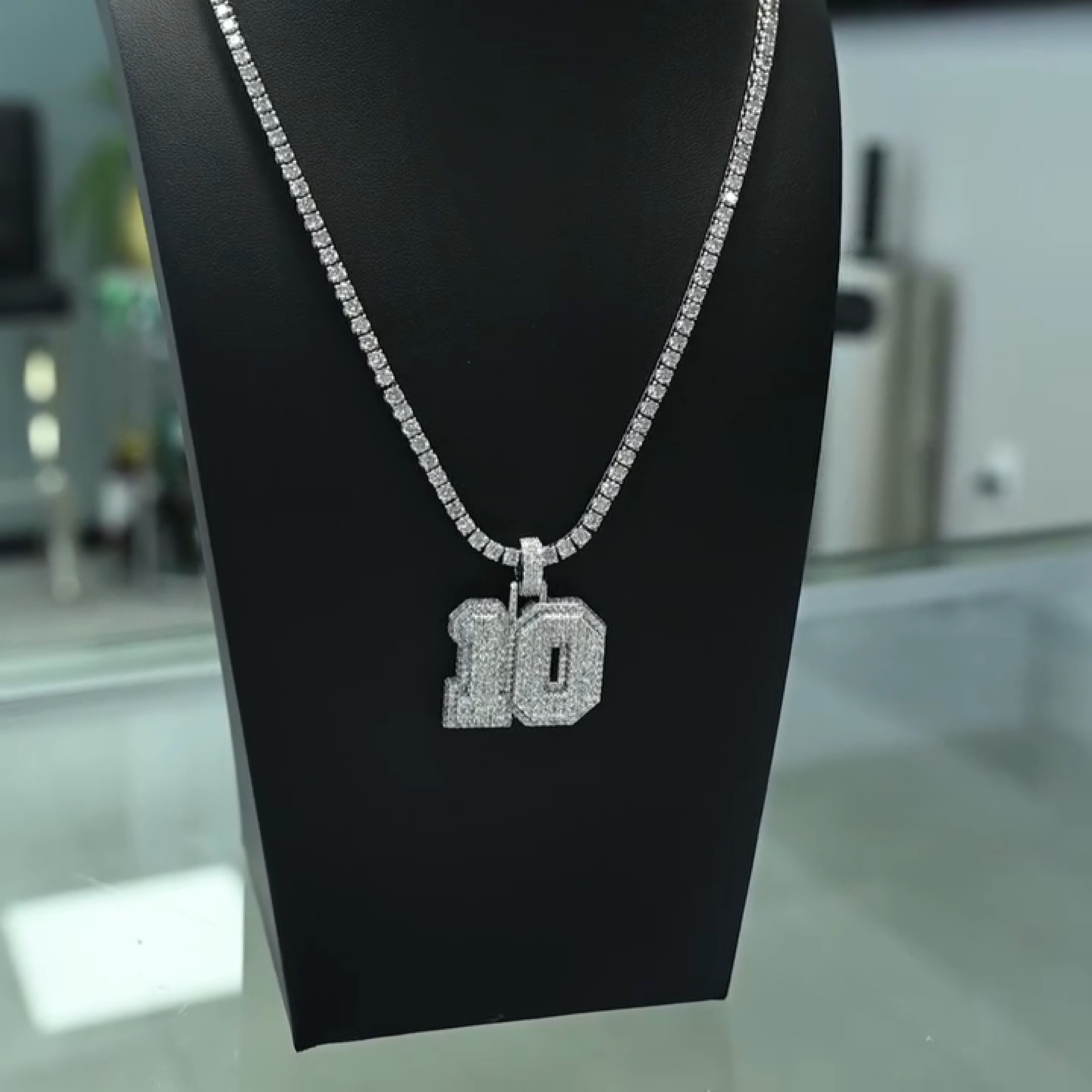 Iced Number ''10'' Diamond Pendant