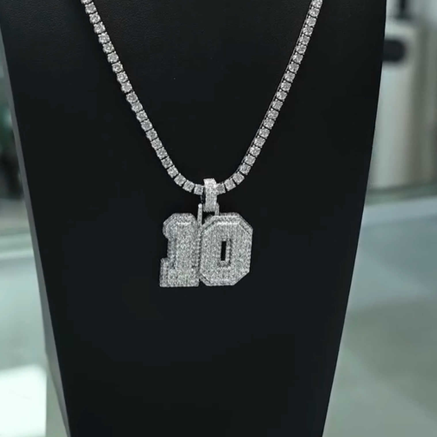 Iced Number ''10'' Diamond Pendant