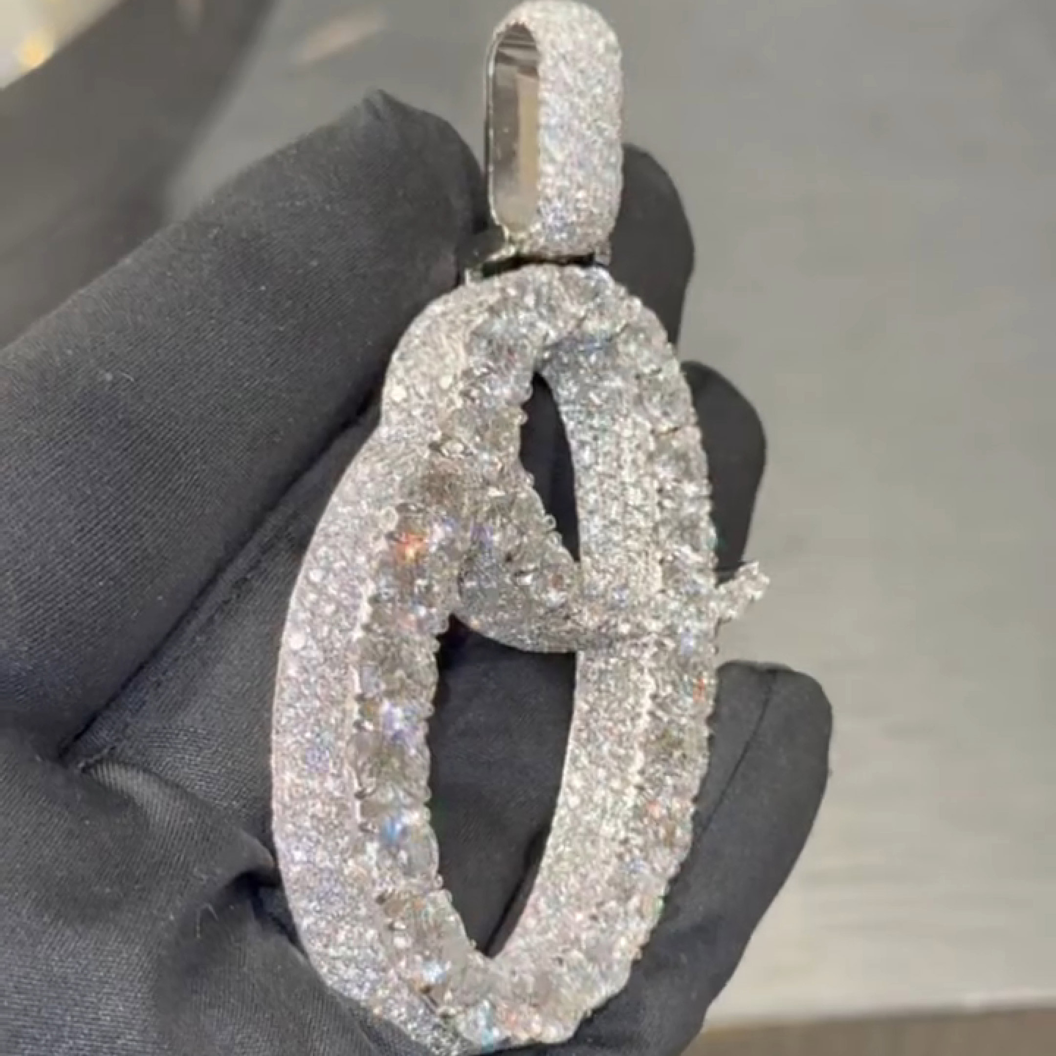 Iced Letter ''O'' Diamond Pendant
