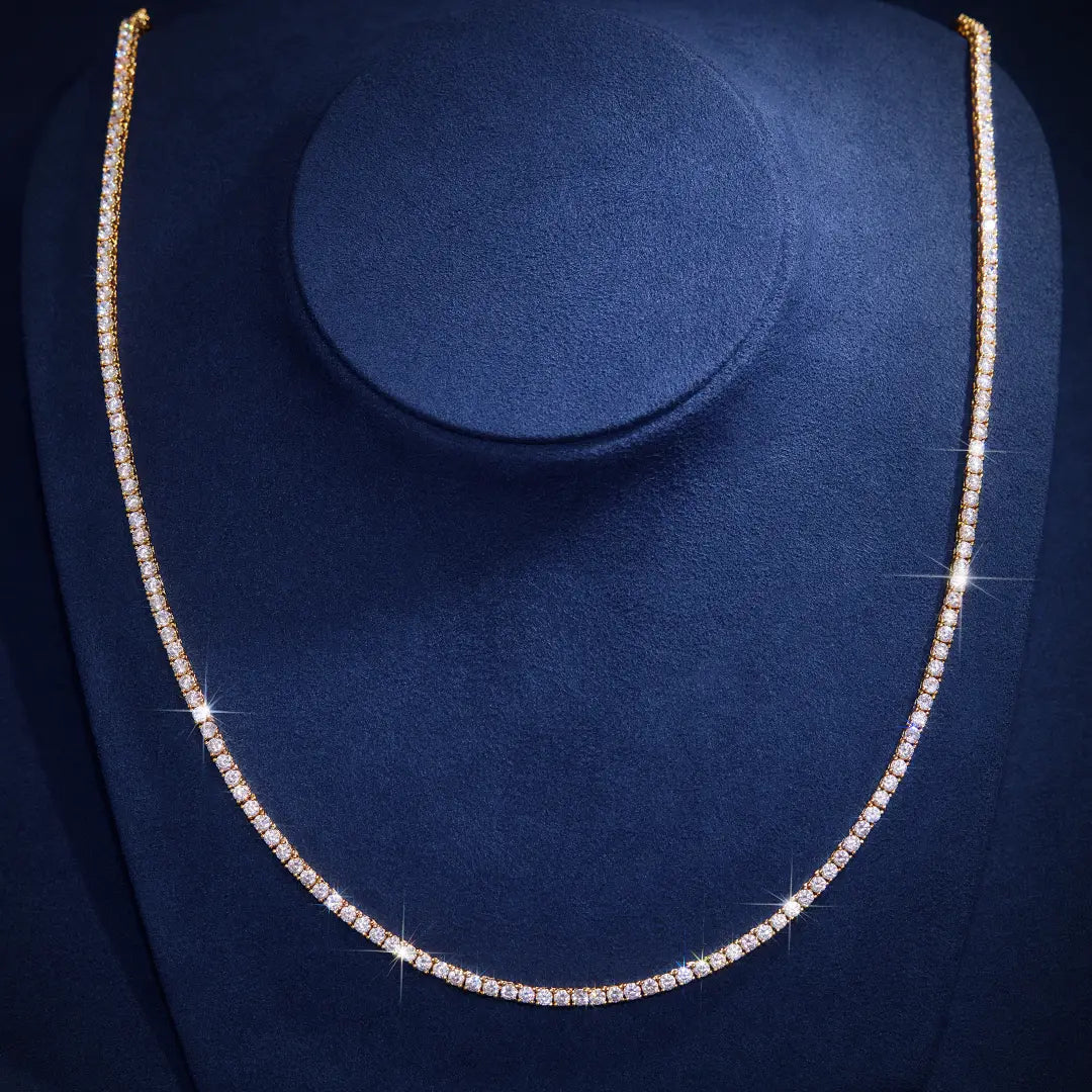 3/4/5mm Moissanite Tennis Chain in 18K Gold