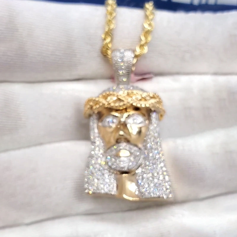 Custom Jesus Moissanite Pendant Rope Chain