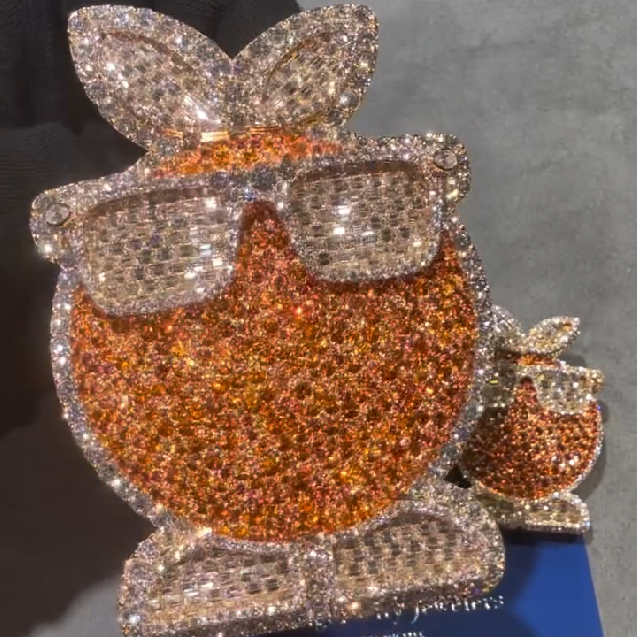 Iced out ''Orange'' Diamond Pendant