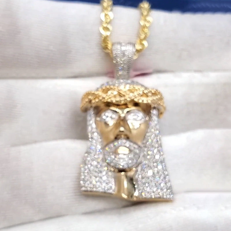 Custom Jesus Moissanite Pendant Rope Chain