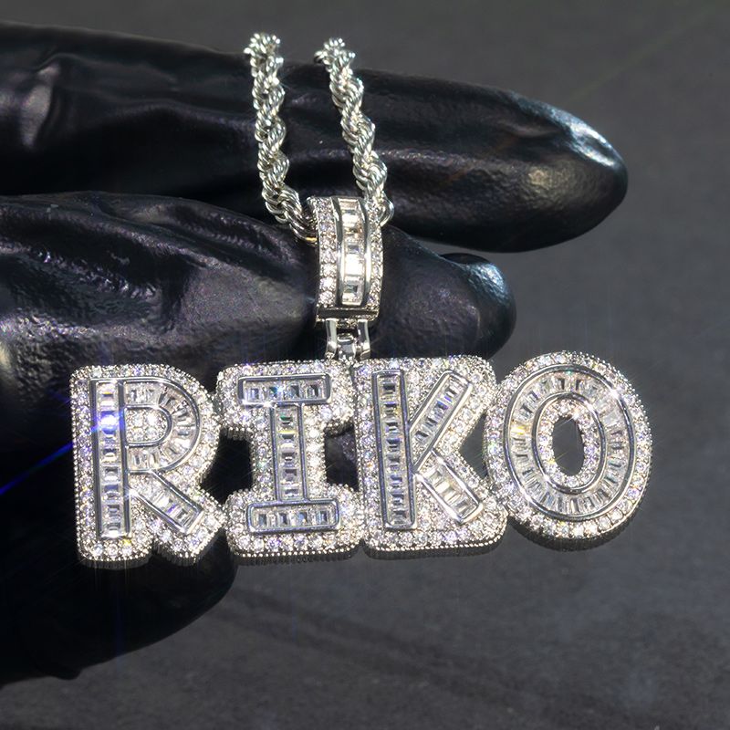 Custom A-Z Baguette Letters Pendant