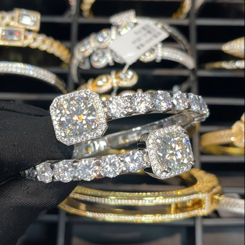 Moissanite Rock Sugar Square Diamond Tennis Bracelet