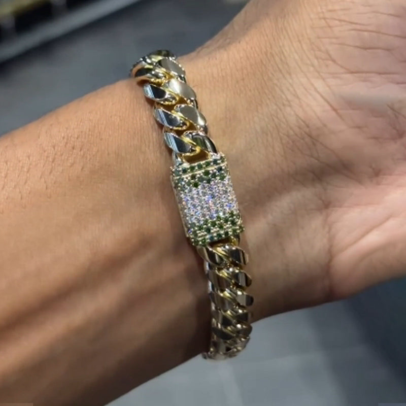 12mm Moissanite Miami Cuban 14K Bracelet
