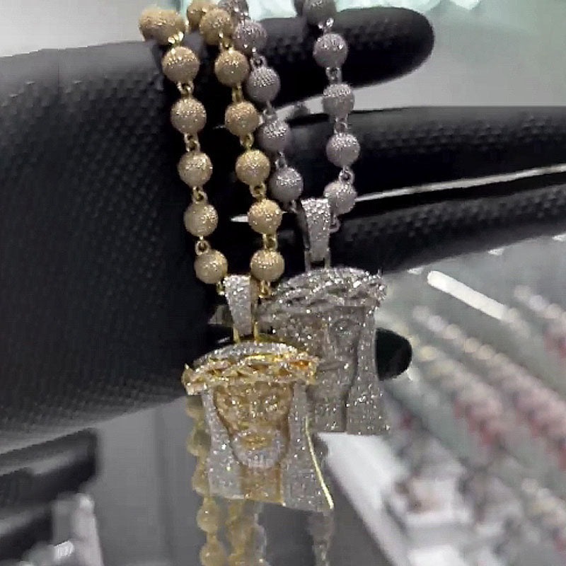 Moissanite Classic Jesus Pendant Diamond Ball Chain Set