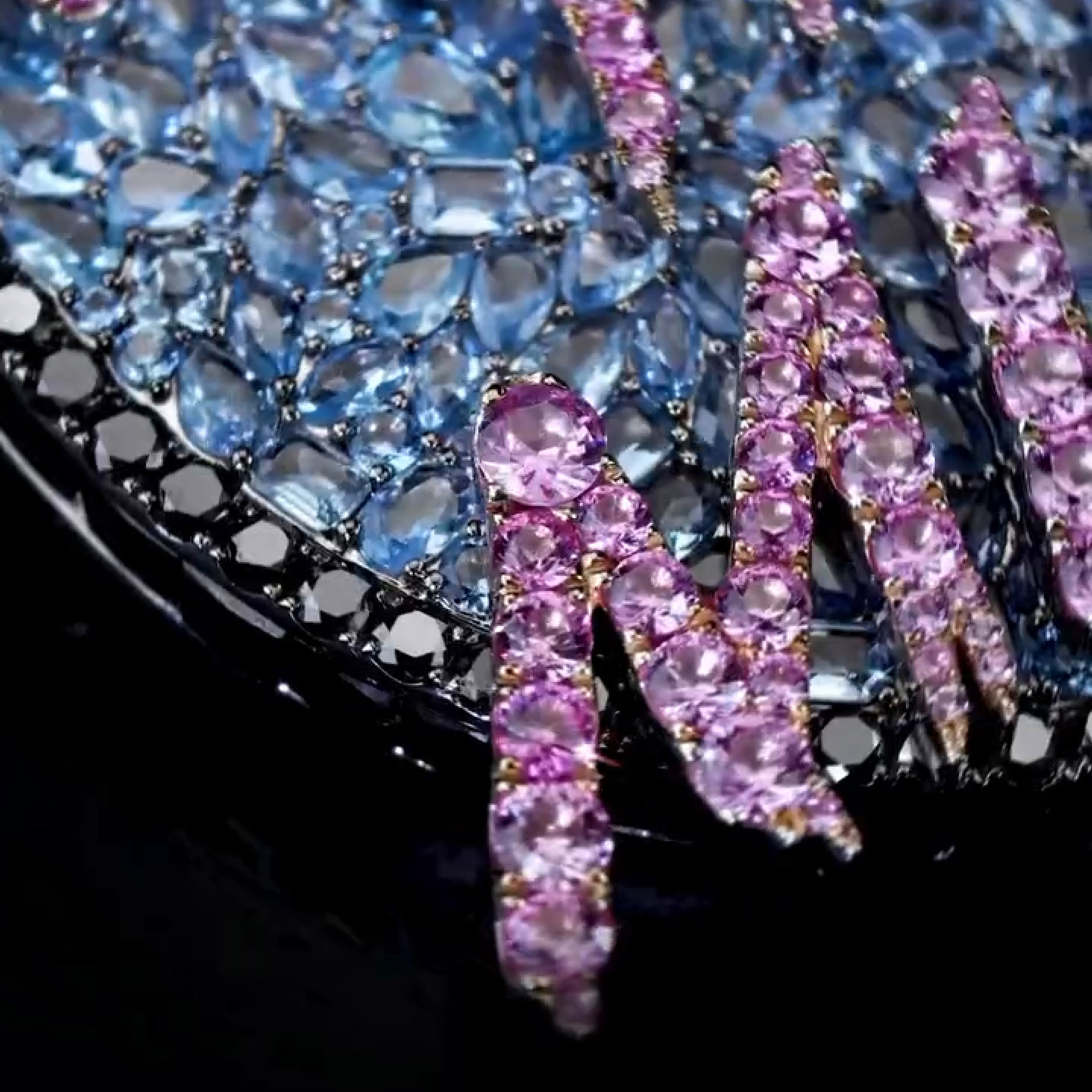 Blue diamond base and black diamond rim on HEAR THIS MUSIC disc pendant