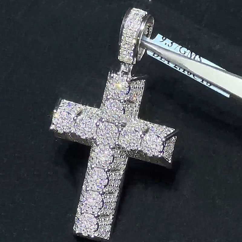Moissanite Three-dimensional Cross Pendant Tennis Chain Set
