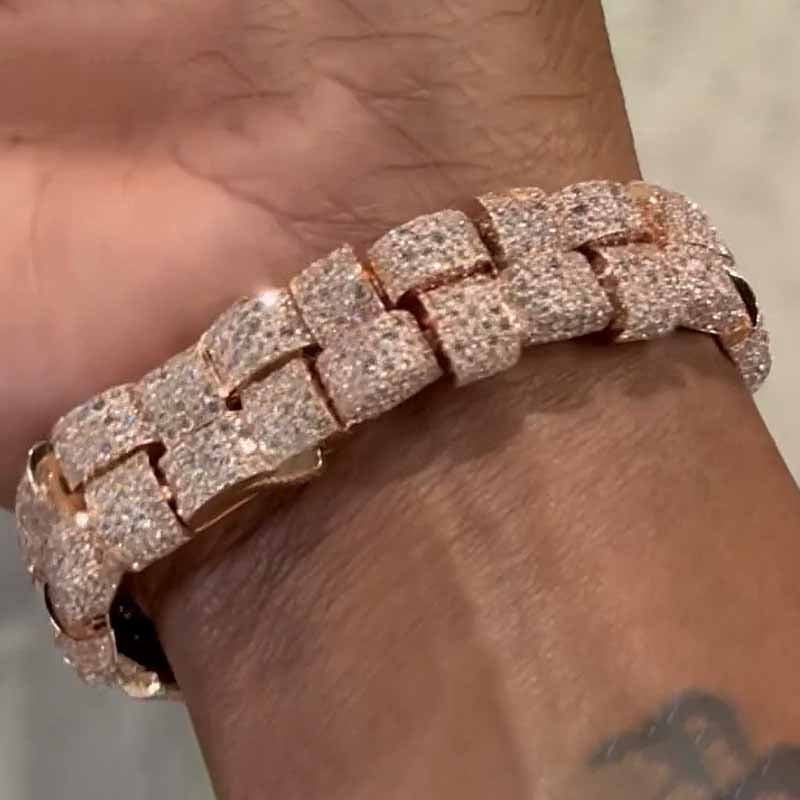 Moissanite Block Double Row Baguette Bracelet