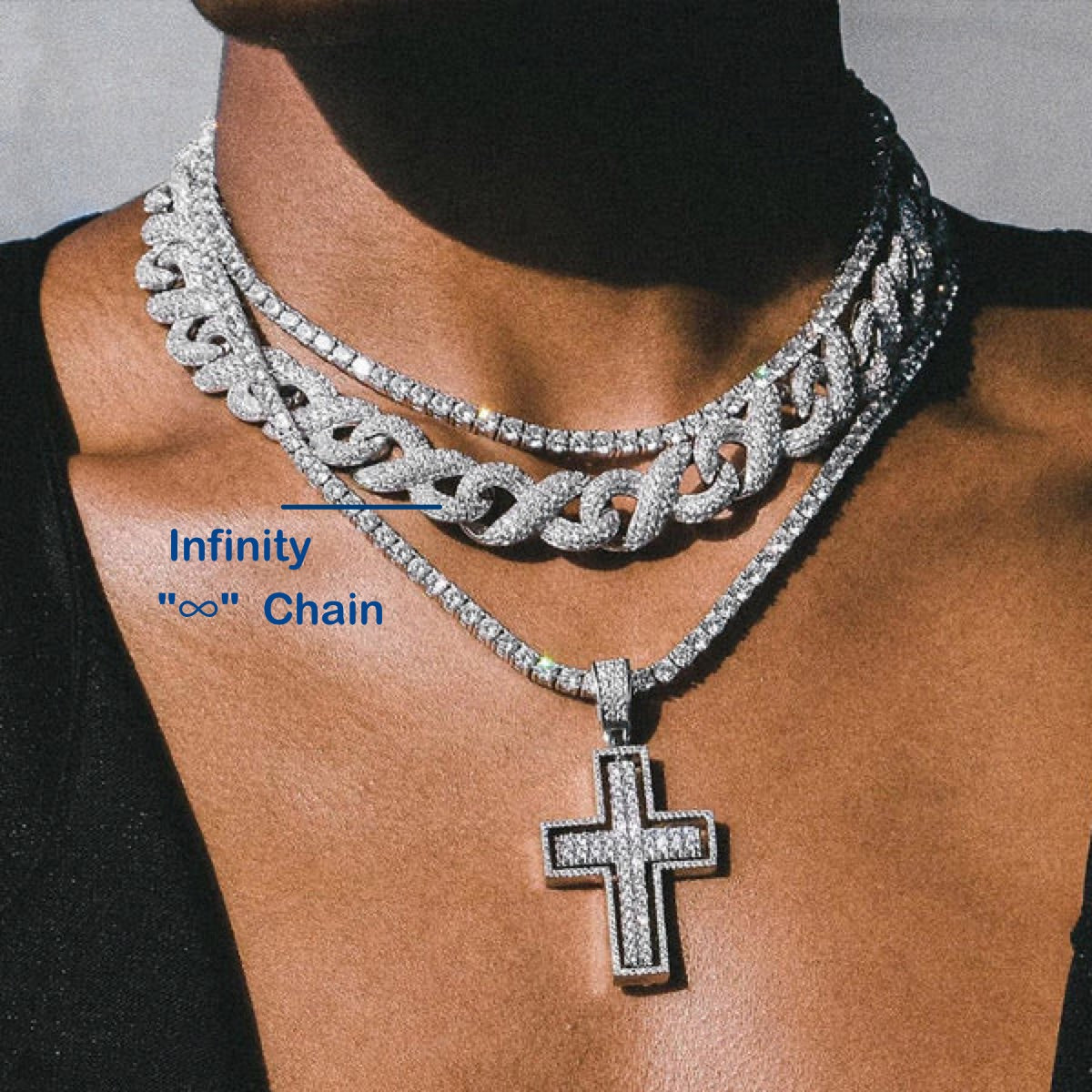 15mm Ice Out Infinity "∞"  Moissanite Diamond Chain